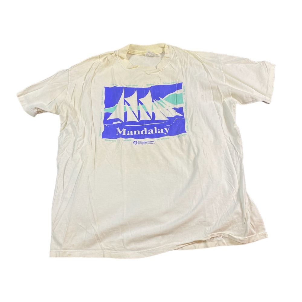 Vintage Mandalay Cruise Ship T-Shirt VTG Travel Tee Windjammer Barefoot 80s